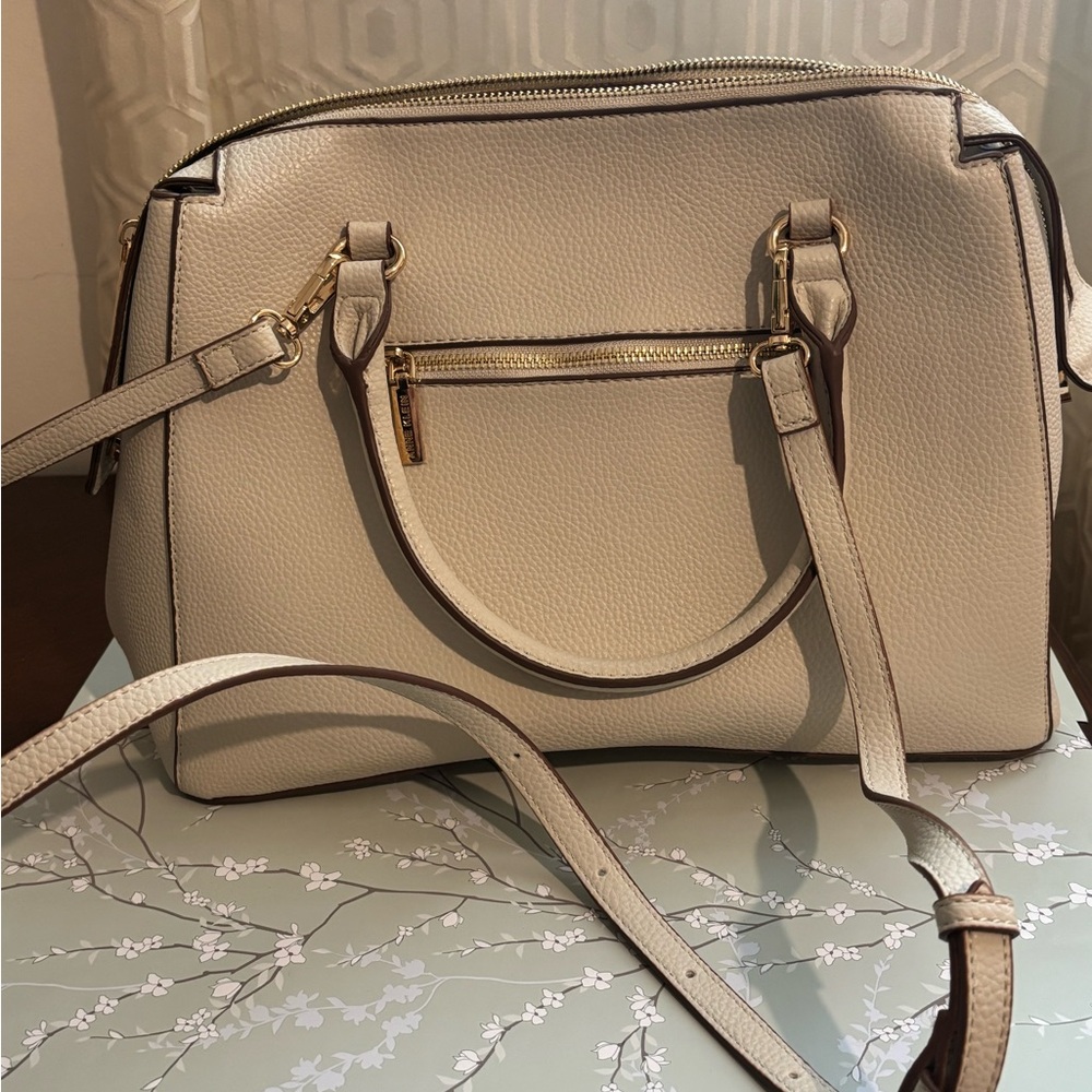 Anne Klein Elegant Cream Handbag with Scarf Accent - Picture 3 of 7